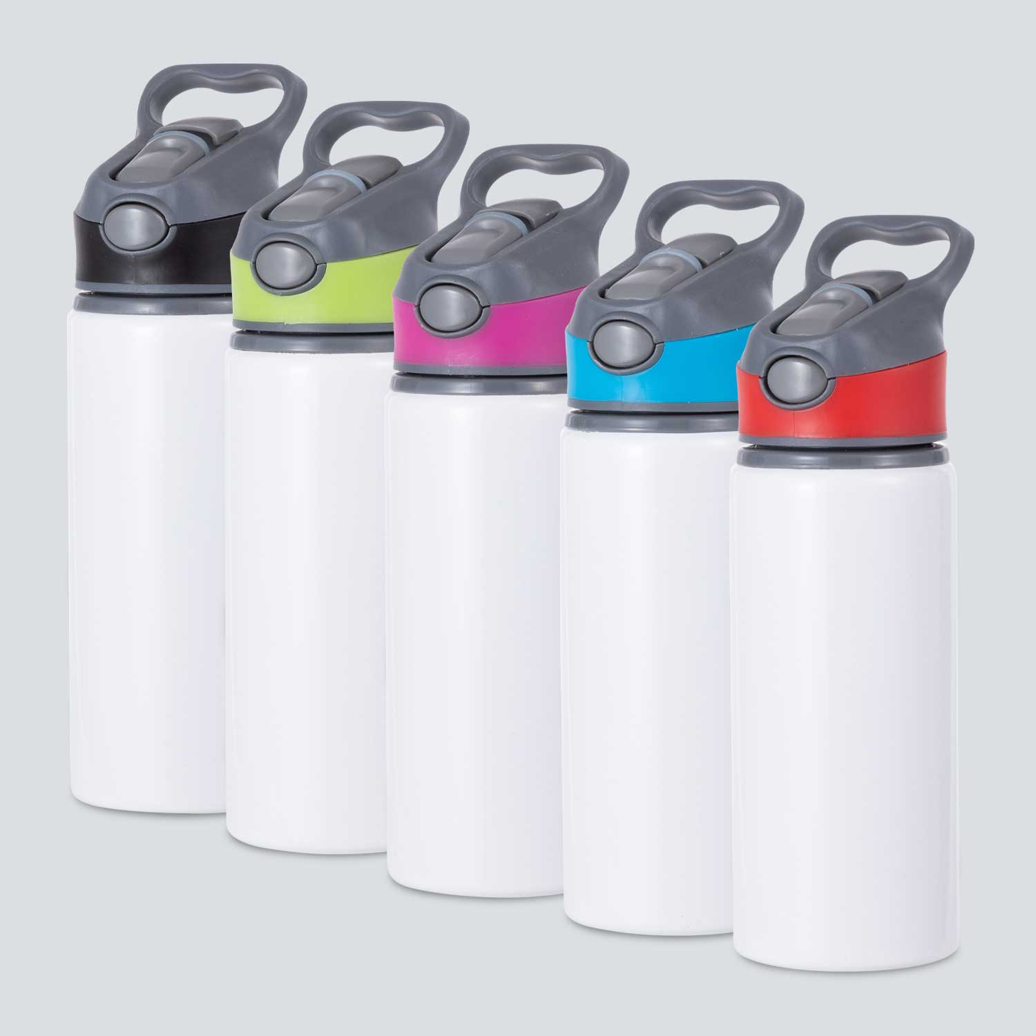 BOTELLA BS DE ALUMINIO BLANCO CON TAPA DE COLOR DE 650CC