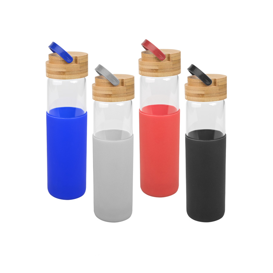 BOTELLA DE VIDRIO CON FUNDA DE SILICONA 600CC
