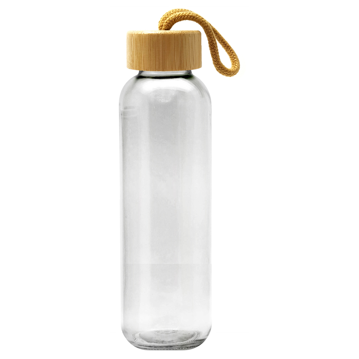 BOTELLA VIDRIO CON TAPA BAMBOO 500CC