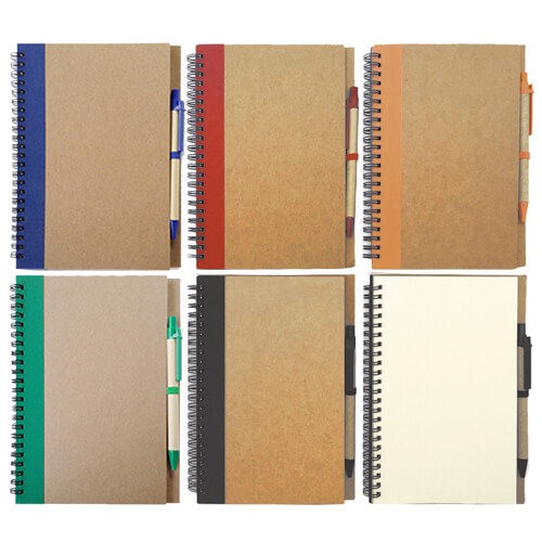 LIBRETA ECOLÓGICA CON BOLÍGRAFO 15X21 CM