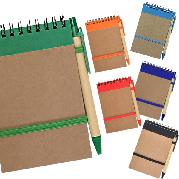 LIBRETA ECOLÓGICA CON BOLÍGRAFO 9X14 CM