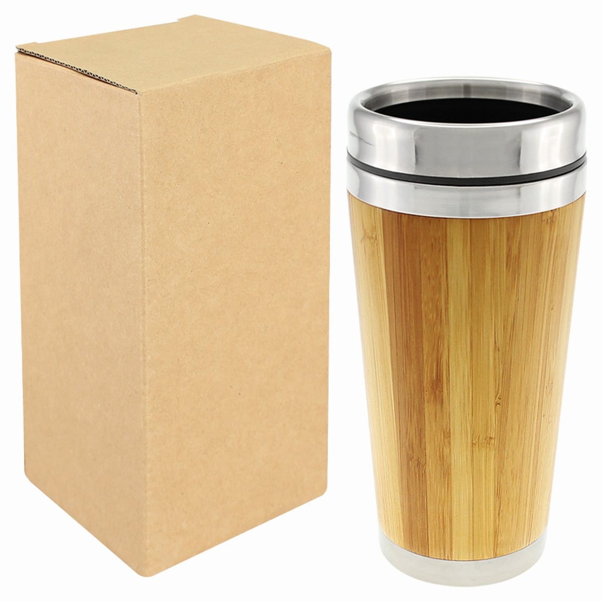 MUG TÉRMICO BAMBOO ACERO INOXIDABLE 420CC