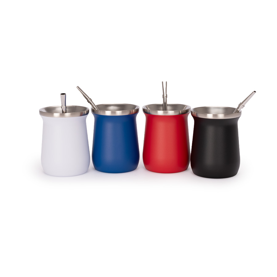 VASO TÉRMICO METÁLICO "MATE" 300CC CON BOMBILLA